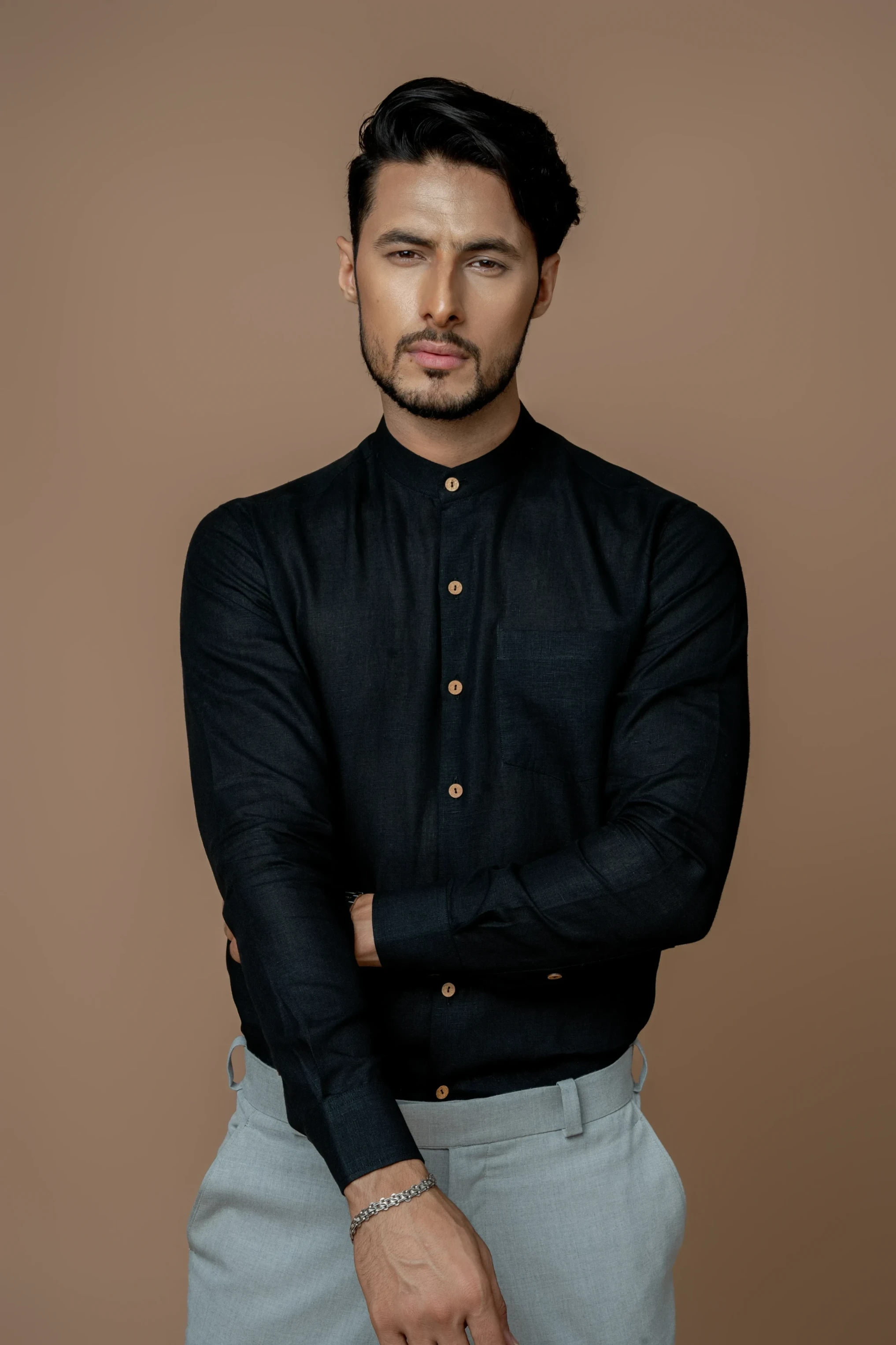 Linen Blends Half Sleeves Shirt
